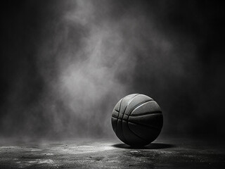 Wall Mural - Vintage black and white shot of a grungy basketball