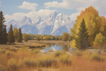 Canvas Print - Landscape wilderness panoramic mountain.