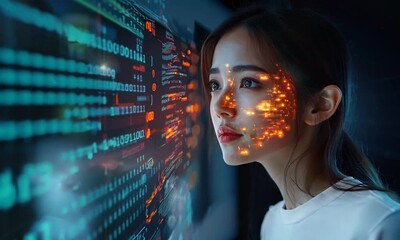 Woman Looking at Data Screen