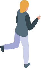 Poster - Isometric young woman running away, back view