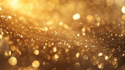 Wall Mural - luxurious golden background with soft bokeh sparkles creating elegant and festive atmosphere abstract photo