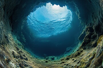 Wall Mural - Thecave in deep sea underwater outdoors nature.