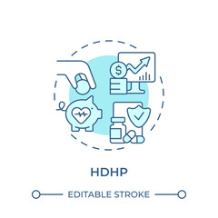 Sticker - HDHP soft blue concept icon. High-deductible health plan. HSA eligibility rule. Healthcare insurance. Round shape line illustration. Abstract idea. Graphic design. Easy to use in article