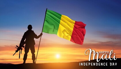 Wall Mural - Mali Independence Day Poster Design with Flag