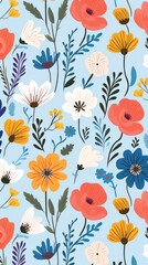 Wall Mural - Flower pattern backgrounds wallpaper.