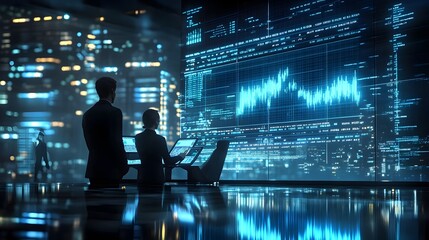 Poster - Business Team Reviewing Market Data Together in Modern Office Setting