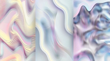 Leinwandbilder - Contemporary technology cover design set. Luxury background with colorful lines pattern (guilloche curves). Premium pastel vector technology backdrop 