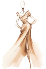 Wall Mural - Dress on a mannequin drawing sketch fashion.