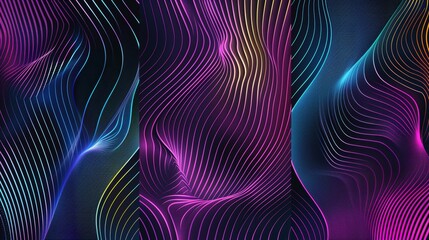 Leinwandbilder - Contemporary technology cover design set. Luxury background with colorful lines pattern (guilloche curves). Premium pastel vector technology backdrop 