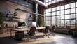 © Kalam - Sleek and Modern: Industrial Loft Office Design Render - 3D Perspective