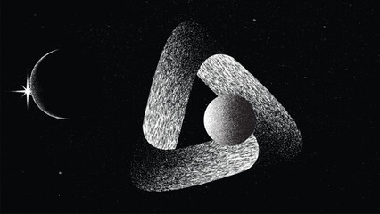 Wall Mural - stars and exoplanet in outer space. futuristic landscape, with noise texture . night landscape with 