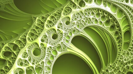 Wall Mural - Intricate Green Fractal Pattern on Abstract Background