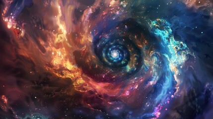 Wall Mural - colorful cosmic spiral galaxy in space with nebulae and stars