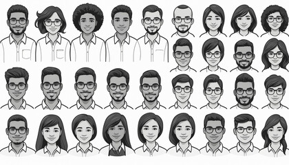 Illustration icône portrait personnes diversité avatar photo profil.