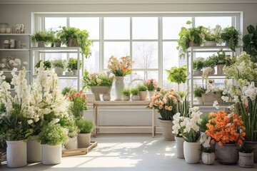 Wall Mural - Flower window plant architecture.