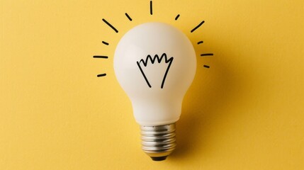 Poster - A bright white light bulb rests against a vibrant yellow background, highlighted with playful hand-drawn rays emanating from it