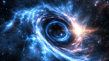 Wall Mural - cosmic wormhole - space travel concept, funnel-shaped tunnel connecting universes, 3d rendering, int