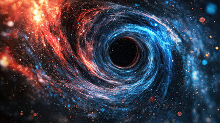 Wall Mural - cosmic wormhole - space travel concept, funnel-shaped tunnel connecting universes, 3d rendering, int