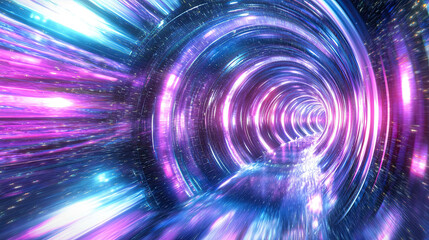 Wall Mural - cosmic wormhole - space travel concept, funnel-shaped tunnel connecting universes, 3d rendering, int