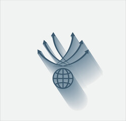 Fototapete - Vector dark color icon with shadow on light backghround