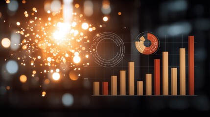 Poster - Dynamic visualization of data growth with sparkling effects, showcasing charts and graphs for business presentations.