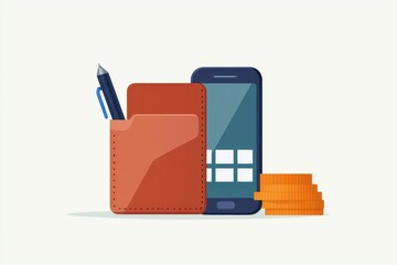 Illustration of digital wallet app with tax tracking features, representing comprehensive financial management, Wallet tax tracking, Complete finance management