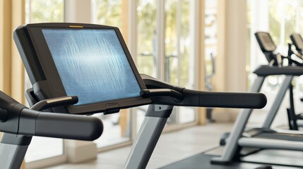 Poster - Modern gym equipment featuring a digital console with an advanced touchscreen, ideal for workouts and fitness routines.