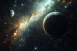 © dendyh7 - Space cosmic illustration with planets scene created with Generative AI