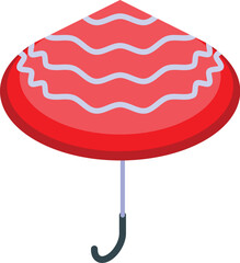 Wall Mural - Red beach umbrella with white wavy pattern, isometric view