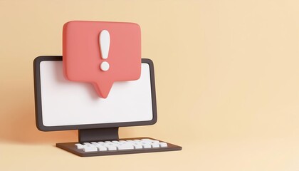 A modern computer with a notification bubble, symbolizing alerts and important messages in a digital workspace.