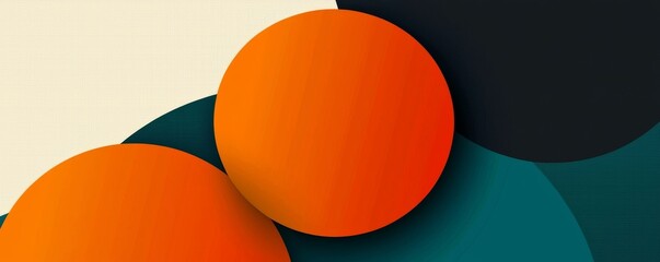 Poster - Minimalistic design featuring orange and teal circles on a dark background