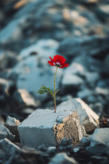 Wall Mural - flower growing on crack street, hope concept