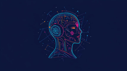 Poster - Artificial intelligence AI pictogram. Technology related to artificial intelligence, computers and systems that are intelligent, graphic of robot. Vector ai generated logo or symbol. 