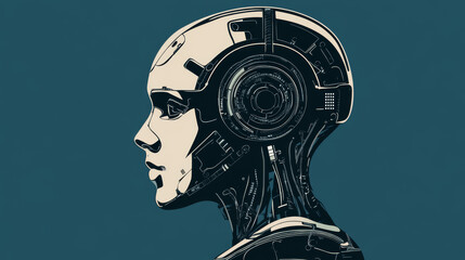 Poster - Artificial intelligence AI pictogram. Technology related to artificial intelligence, computers and systems that are intelligent, graphic of robot. Vector ai generated logo or symbol. 