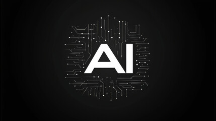 Poster - Artificial intelligence AI pictogram. Technology related to artificial intelligence, computers and systems that are intelligent, graphic of robot. Vector ai generated logo or symbol. 