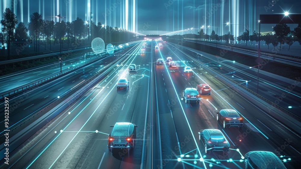 Futuristic highways with advanced vehicles and modern designs ...