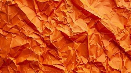 Poster - A close-up view reveals a textured orange surface with crumpled folds and varying shades, evoking warmth and creativity