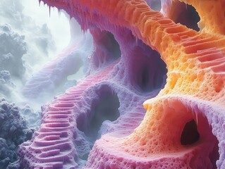 Wall Mural - surreal digital landscape where aigenerated fractals blend with organic forms creating a dreamlike f