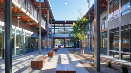 Wall Mural - How school building designs reflect educational philosophies and pedagogical approaches.