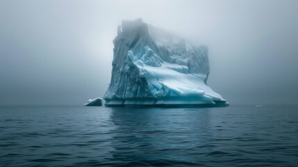 Canvas Print - Icebergs drift silently in polar seas, majestic sculptures of frozen water in the Arctic expanse.