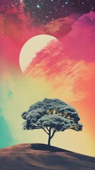 Canvas Print - Tree landscape astronomy outdoors.