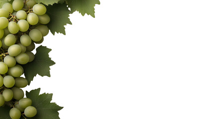 Wall Mural - Grape vine with leaves isolated on transparent background with copy space for text