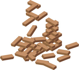Poster - wooden block tower game with blocks tumbling down, concept of risk, strategy, and challenge