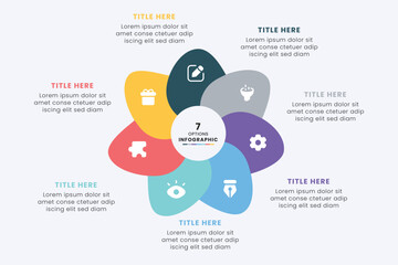 business circle chart infographic template design. timeline concept with 7 steps. can be used for pr