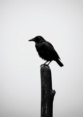 Canvas Print - A crow and the moon animal black bird.