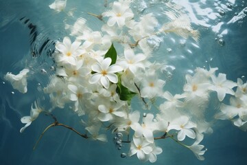 Wall Mural - Fresh jasmine underwater outdoors nature.