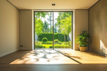 Canvas Print - Window see garden house architecture building.