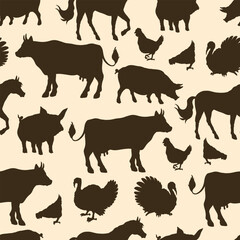 Poster - Livestock industry monochrome pattern seamless