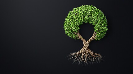 mystical tree of life intertwined roots and leaves 3d illustration