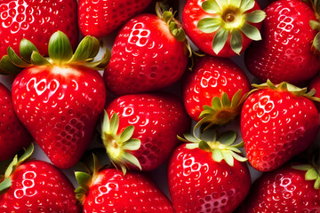 Wall Mural - Fresh organic Strawberries seamless background, Generated by Ai